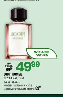 Dezodorant Joop! Homme promocja w Drogerie Natura