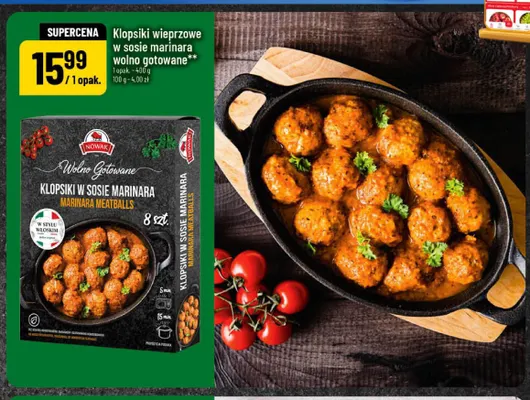 Klopsiki wieprzowe w sosie marinara wolno gotowane Nowak promocja w POLOmarket