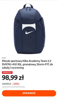 Plecak sportowy Nike Academy Team 2,3 DV0761-410 30 l promocja w Empik