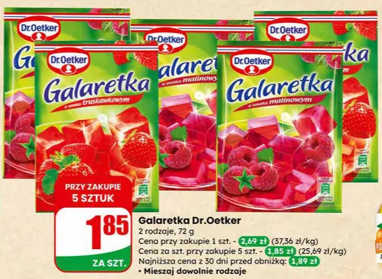 Galaretka o smaku truskawkowym promocja w Dino