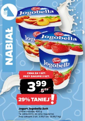 Jogurt Jogobella Zott promocja w Netto