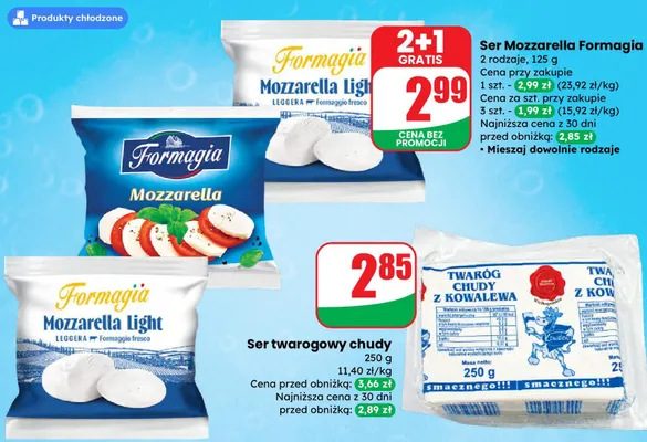Ser Mozzarella 2 rodzaje promocja w Dino