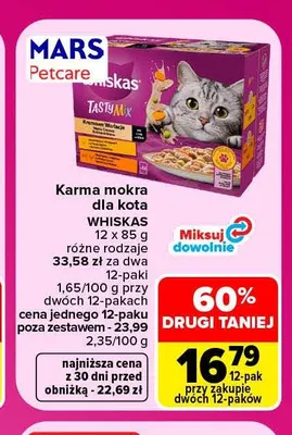 Karma mokra dla kota Whiskas 12-pak promocja w Carrefour