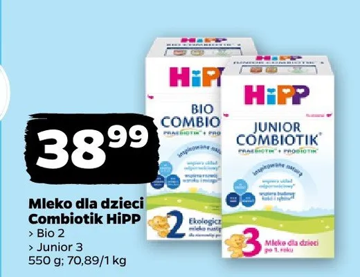 Mleko dla dzieci Combiotik Bio 2 lub Junior 3 promocja w Netto