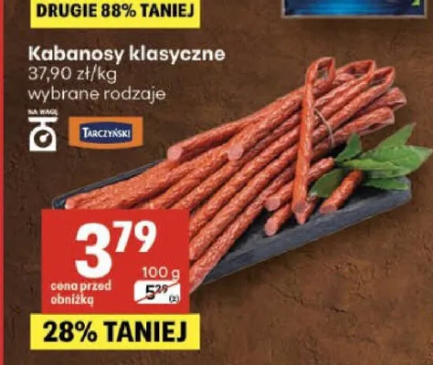Kabanosy klasyczne Tarczyński promocja w Delikatesy Centrum
