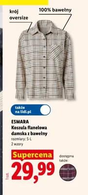 Koszula flanelowa damska z bawełny Esmara promocja w Lidl