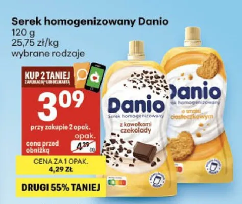 Serek homogenizowany Danio o smaku ciasteczkowym promocja w Delikatesy Centrum