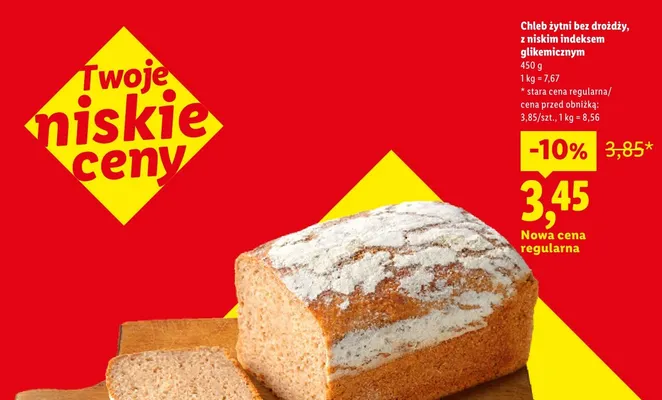Chleb żytni bez drożdży z niskim indeksem glikemicznym promocja w Lidl
