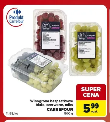 Winogrona bezpestkowe białe Carrefour promocja w Carrefour Market