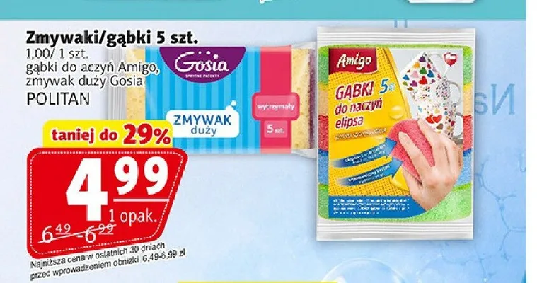 Gąbki do naczyń Amigo 5-pak promocja w Prim Market
