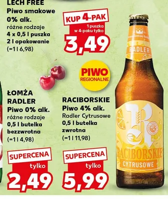 Piwo Raciborskie Cytrusowe 4% promocja w Kaufland