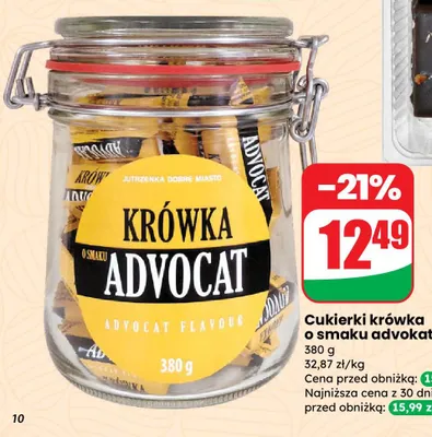 Cukierki krówka o smaku advokat w słoiku promocja w Dino