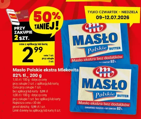 Masło Polskie ekstra Mlekovita 82% tł. promocja w Twój Market
