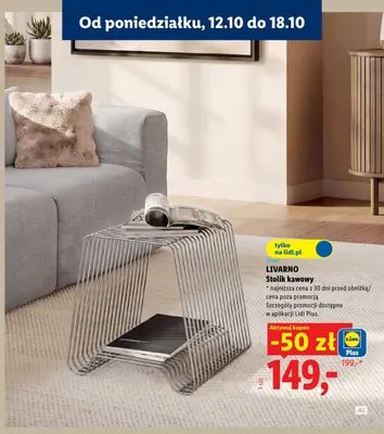 Stolik kawowy Livarno promocja w Lidl