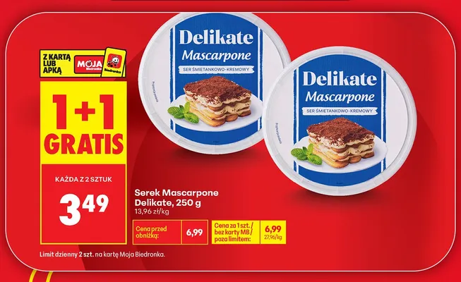 Serek Mascarpone Delikate promocja w Biedronka