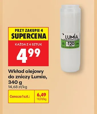 Wkład olejowy do zniczy Lumia promocja w Biedronka