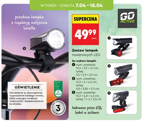 Zestaw lampek rowerowych LED promocja w Biedronka
