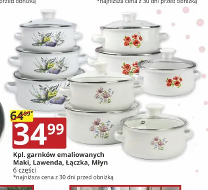 Komplet garnków emaliowanych Lawenda 6 części Silesia Emalia promocja w Prymus AGD