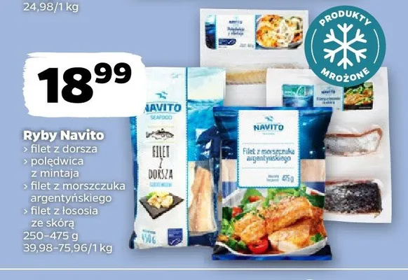 Ryby Navito filet z dorsza norweskiego, polędwica z mintaja argentyńskiego, filet z łososia ze skórą promocja w Netto