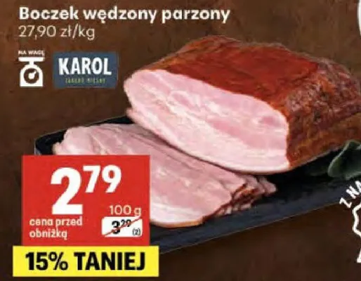 Boczek wędzony parzony promocja w Delikatesy Centrum