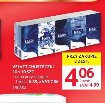 Chusteczki VELVET promocja w Selgros