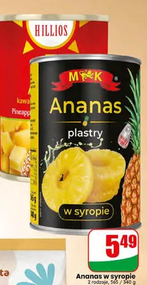 Ananas w puszce plastry w syropie M&K promocja w Dino