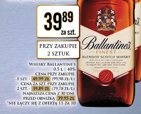 Whisky Ballantine's Finest promocja w Dino