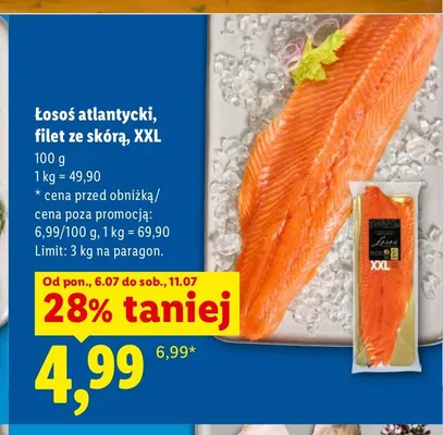 Łosoś atlantycki filet ze skórą XXL promocja w Lidl