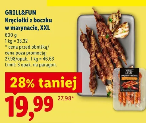 Kręciołki z boczku w marynacie GRILL&FUN XXL promocja w Lidl