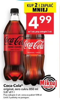 Napój gazowany Coca-Cola zero cukru promocja w LEWIATAN
