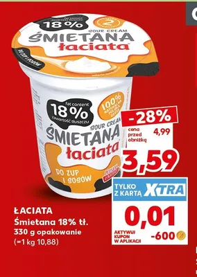 Śmietana Łaciata 18% promocja w Kaufland
