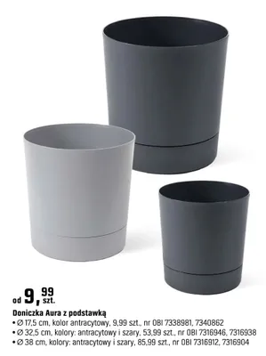 Doniczka Aura z podstawką Ø 38 cm kolory: antracytowy i szary promocja w OBI