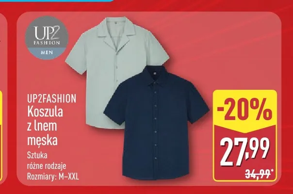 Koszula z lnem męska UP2FASHION promocja w Aldi