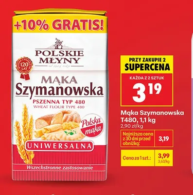 Mąka Szymanowska pszenna typ 480 promocja w Biedronka