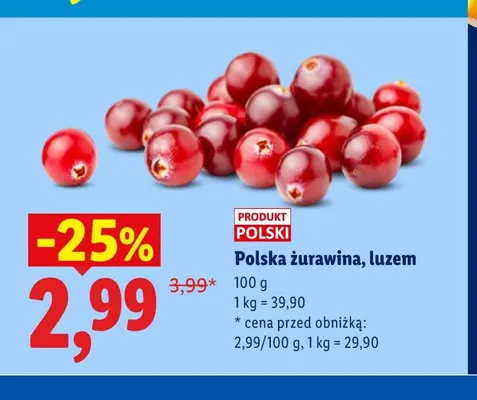 Żurawina polska promocja w Lidl