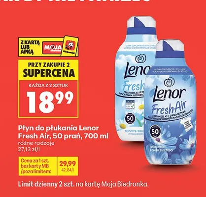 Płyn do płukania Lenor Fresh Air Sensitive 50 prań promocja w Biedronka