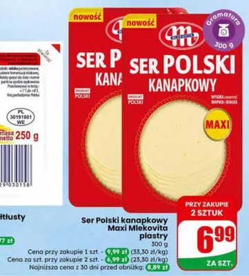 Ser Polski kanapkowy plastry promocja w Dino