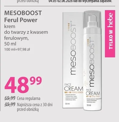 Krem do twarzy z kwasem ferulowym MESOBOOST Ferul Power promocja w Hebe