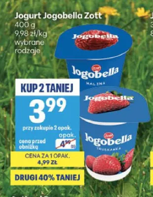 Jogurt Jogobella truskawkowy Zott promocja w Delikatesy Centrum