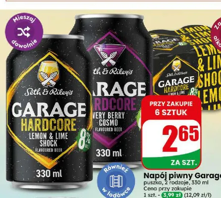 Napój piwny Garage Hardcore Lemon & Lime Shock promocja w Dino