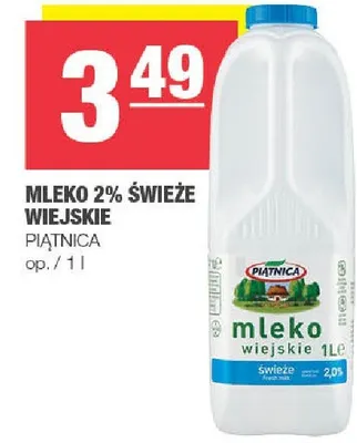 Mleko 2% świeże wiejskie promocja w SPAR