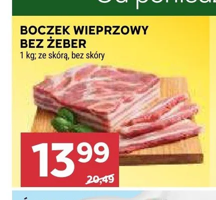 Boczek wieprzowy bez żeber ze skórą promocja w Stokrotka