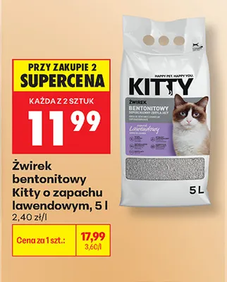 Żwirek bentonitowy Kitty o zapachu lawendowym promocja w Biedronka