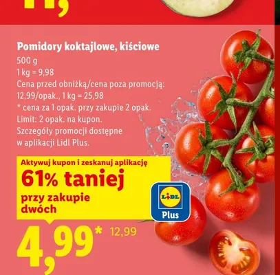 Pomidory koktajlowe kiściowe promocja w Lidl