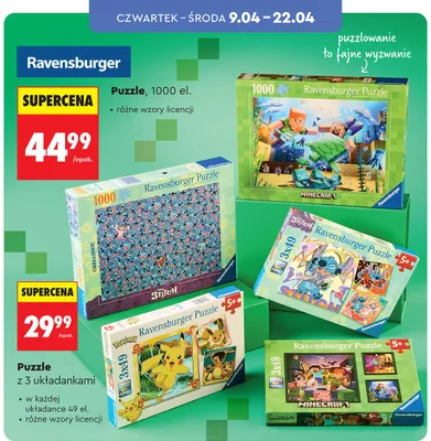 Puzzle 1000 el. różne wzory licencji promocja w Biedronka