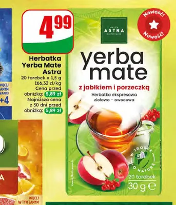 Herbatka Yerba Mate Astra z jabłkiem i porzeczką promocja w Dino