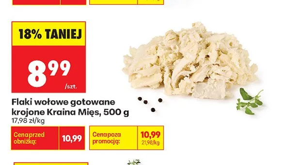 Flaki wołowe gotowane krojone Kraina Mięs promocja w Biedronka