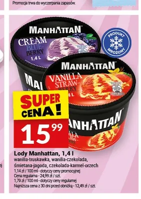 Lody Manhattan śmietana-jagoda promocja w Twój Market