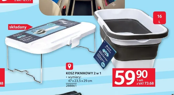 Kosz piknikowy 2w1 składany 16 l promocja w Selgros