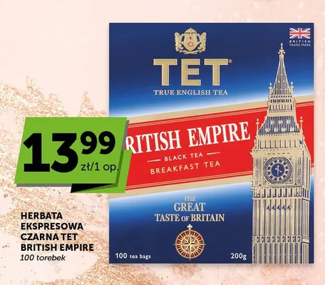 Herbata ekspresowa czarna TET British Empire promocja w Groszek